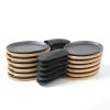 HAWOK Cast Iron Fajita Plate Sizzler Pan Set with Bamboo Tray and Handle Holder, Set of 12