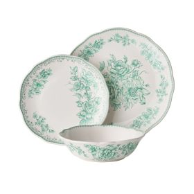 12-Piece Stoneware Dinnerware Set, Green