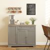 HOMCOM Modern Sideboard Cabinet, 41" Kitchen Buffet Cabinet with Drawer, Adjustable Shelf, 3 Doors for Dining Room, Gray