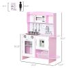 Qaba Pretend Play Kitchen with Sound Effects and Stove Lights, Kids Kitchen Playset with Storage