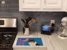 Tricolor Sheltie USA American Glass Cutting Board Decorative Tempered Glass Kitchen Cutting and Serving Board Large Size Chopping Board