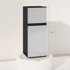 HOMCOM Small Fridge with Freezer, 4 Cu Ft Refrigerator with Reversible Doors, Silver
