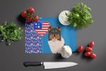 Tricolor Sheltie USA American Glass Cutting Board Decorative Tempered Glass Kitchen Cutting and Serving Board Large Size Chopping Board