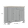 HOMCOM Modern Sideboard Cabinet, 41" Kitchen Buffet Cabinet with Drawer, Adjustable Shelf, 3 Doors for Dining Room, Gray