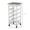 HOMCOM 32.25" Wooden Rolling Kitchen Storage Cart, White, Microwave Cart on 360 Swivel Wheels